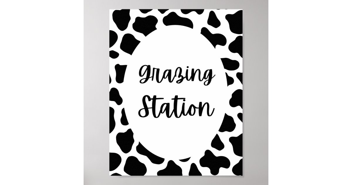 Holy Cow Print Birthday Grazing Station Sign Zazzle