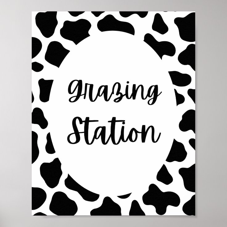 Holy Cow Print Birthday Grazing Station Sign | Zazzle