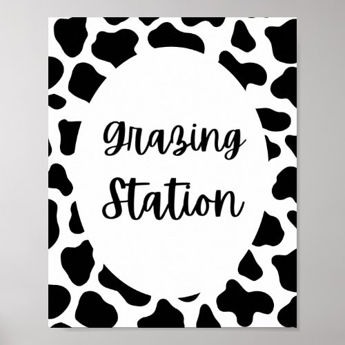 Holy Cow Print Birthday Grazing Station Sign