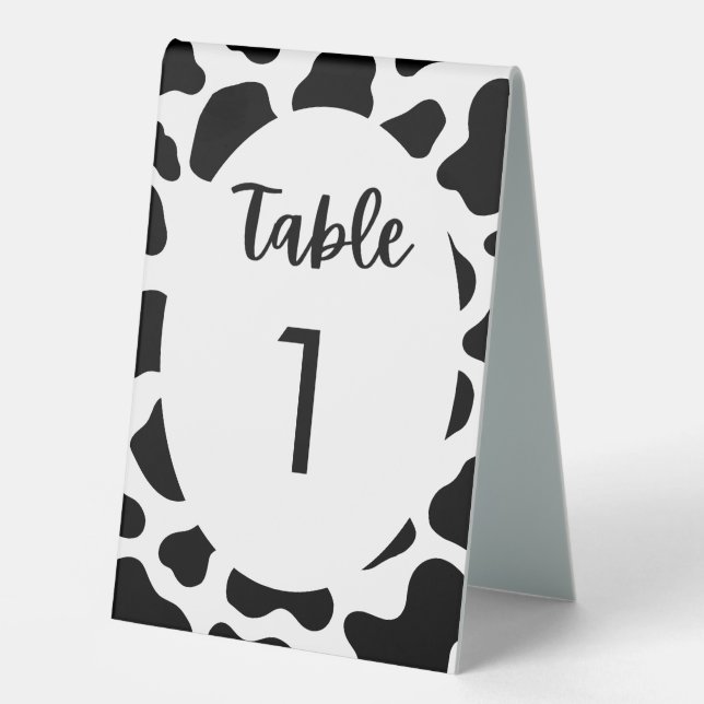 Holy Cow Print Cow Themed Party Table Number Table Tent (Front)