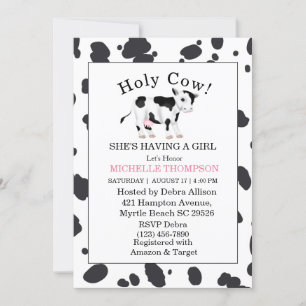 Holy Cow Print Girl Baby Shower Invitation