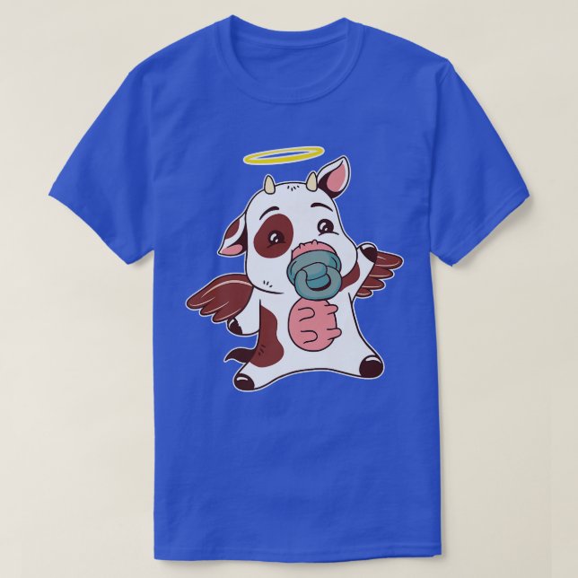 Holy Cow Pun Cute Kawaii Angel Baby Cattle Farmer  T-Shirt (Design Front)