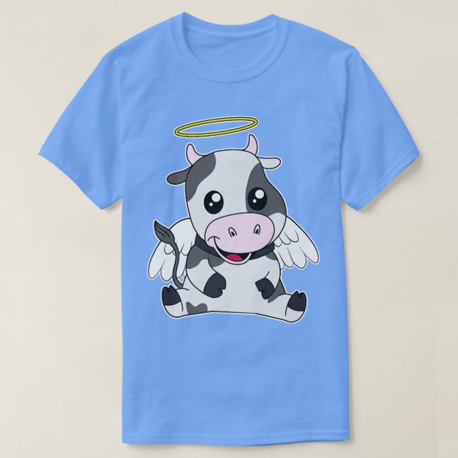 Holy Cow Pun Cute Manga Kawaii Cattle Heaven Farme T-Shirt (Design Front)