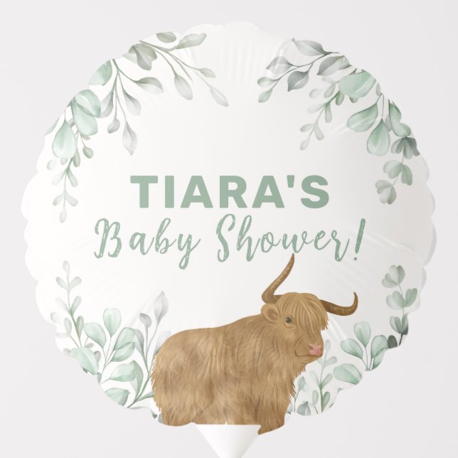 Holy Cow Rustic Boho Greenery Baby Shower  Balloon (Front)
