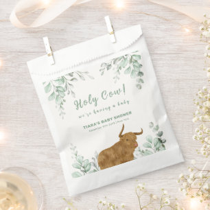 Holy Cow Rustic Boho Greenery Baby Shower  Favor Bag