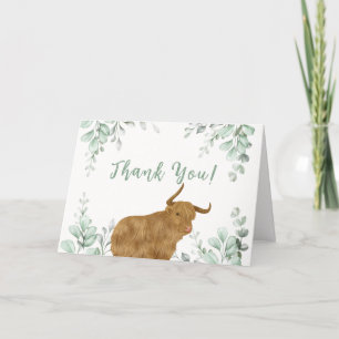 Holy Cow Rustic Boho Greenery Baby Shower  Letterpress Thank You Card