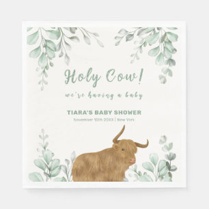 Holy Cow Rustic Boho Greenery Baby Shower  Napkins
