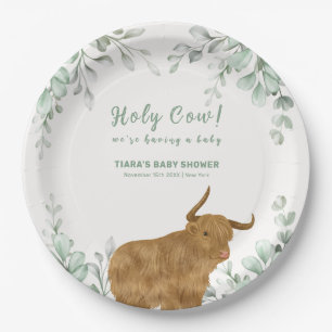 Holy Cow Rustic Boho Greenery Baby Shower Paper Plates