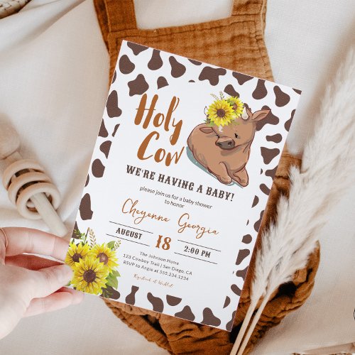 Holy Cow Rustic Country Farm Animal Baby Shower Invitation