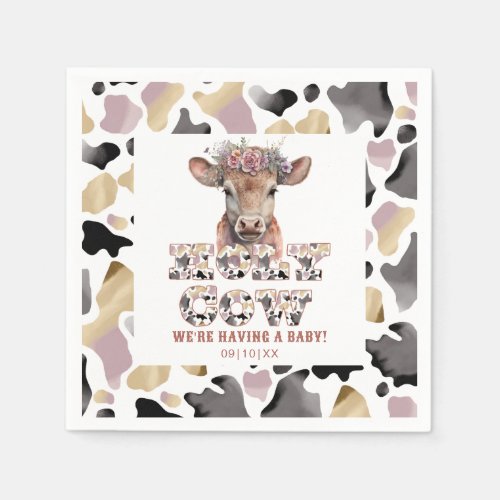 Holy Cow Rustic Cow Print Baby Shower  Napkins