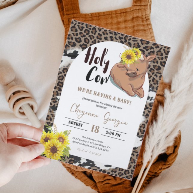 Holy Cow Rustic Western Sunflower Baby Shower Invi Invitation (Creator Uploaded)