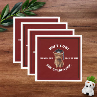 Holy Cow! She/He Graduated Barn Red Party Napkins