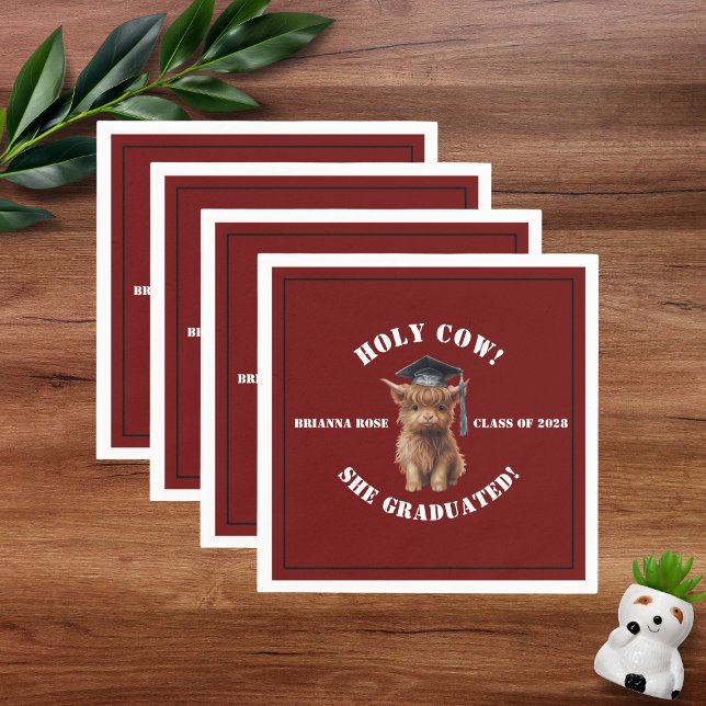 Holy Cow! She/He Graduated Barn Red Party Napkins (Creator Uploaded)