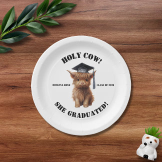 Holy Cow! She/He Graduated Party Paper Plates