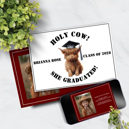 Holy Cow SheHe Graduated Photo Invitation