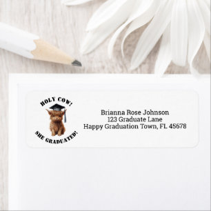 Holy Cow! She/He Graduated Return Address Label