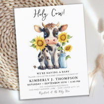 Holy Cow Sunflowers Farm Baby Shower Invitation Postcard