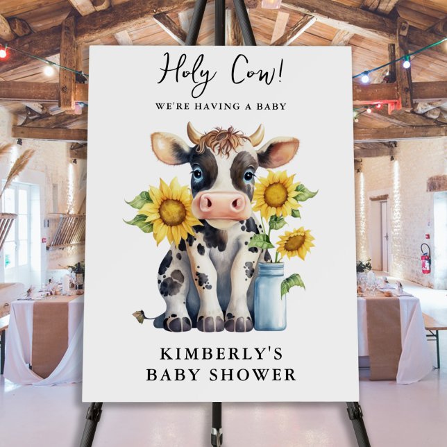 Holy Cow Sunflowers Modern Simple Farm Baby Shower Foam Board (Creator Uploaded)