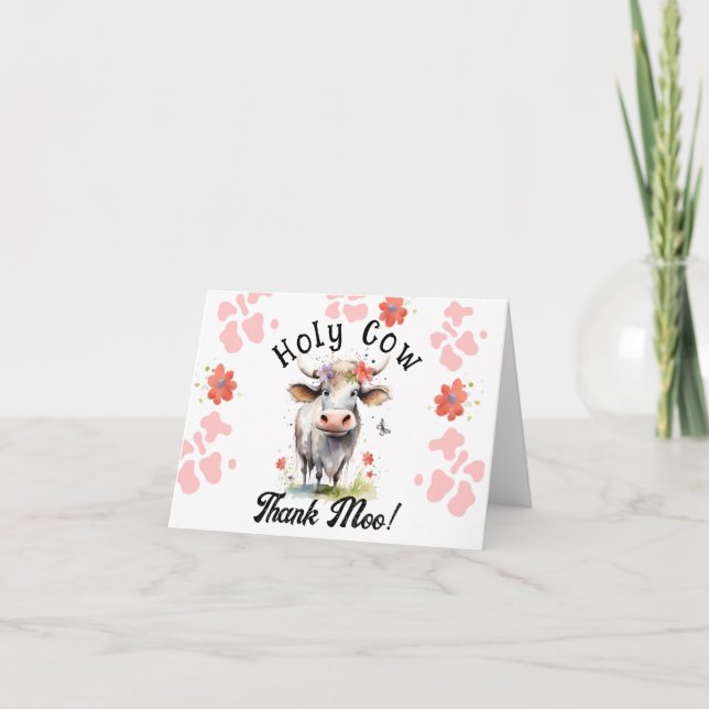 Holy Cow Thank You Birthday  Card (Front)