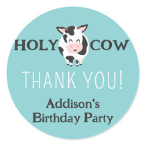 Holy Cow Thank You Farm Animal Party Classic Round Sticker