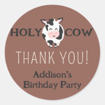 Holy Cow Thank You Farm Animal Party  Classic Round Sticker