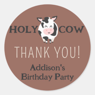 Holy Cow Thank You Farm Animal Party  Classic Round Sticker