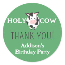 Holy Cow Thank You Farm Animal Party  Classic Round Sticker
