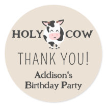 Holy Cow Thank You Farm Animal Party Classic Round Sticker