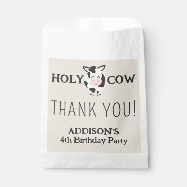 Holy Cow Thank You Farm Animal Party Favor Bag (Front)