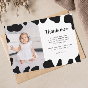 Holy Cow Themed First Birthday Party Photo Thank You Card
