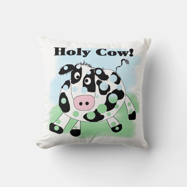 Holy Cow Throw Pillow (Front)
