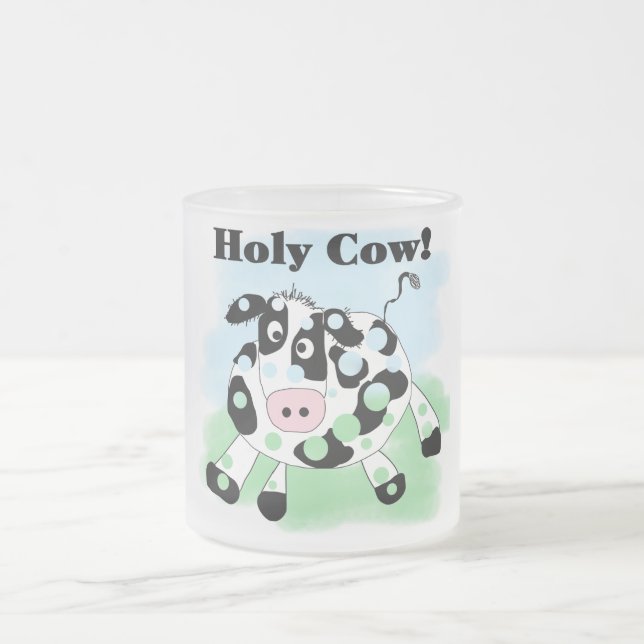 Holy Cow Tshirts and Gifts Frosted Glass Coffee Mug (Center)