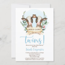 Holy Cow Twins Baby Shower Boy Invitation