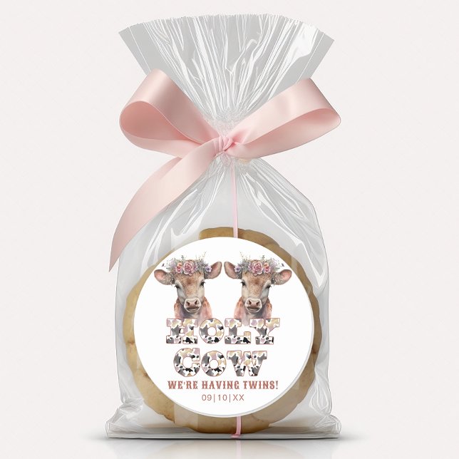Holy Cow Twins Baby Shower Favor Sticker (Creator Uploaded)