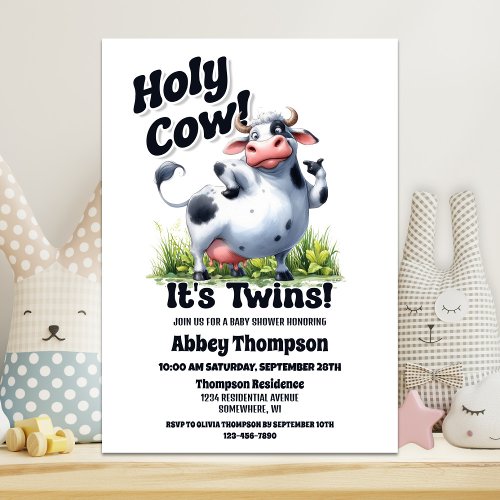 Holy Cow Twins Baby Shower Invitation