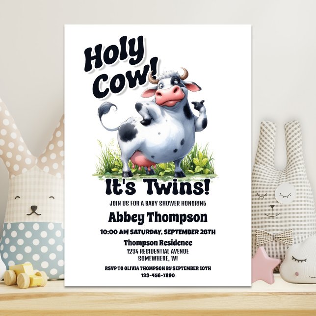 Holy Cow Twins Baby Shower Invitation (Creator Uploaded)