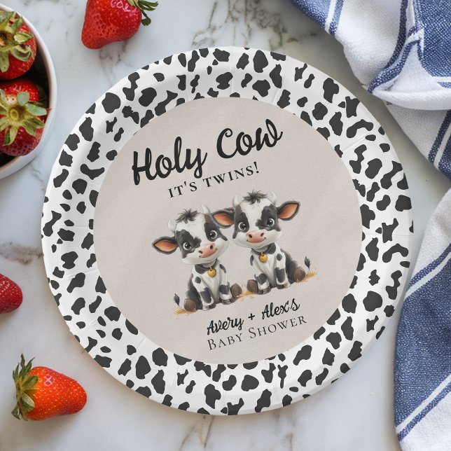 Holy Cow Twins Baby Shower Paper Plates (Creator Uploaded)
