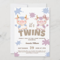 Holy cow twins girl boy baby shower  invitation