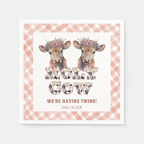 Holy Cow Twins Rustic Plaid Baby Shower Napkins