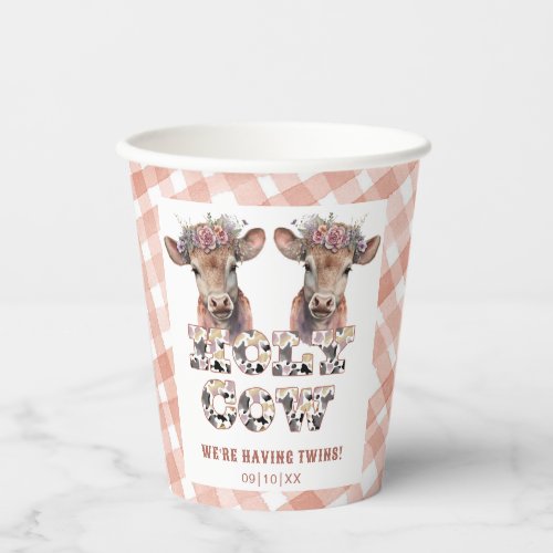 Holy Cow Twins Rustic Plaid Baby Shower Paper Cups