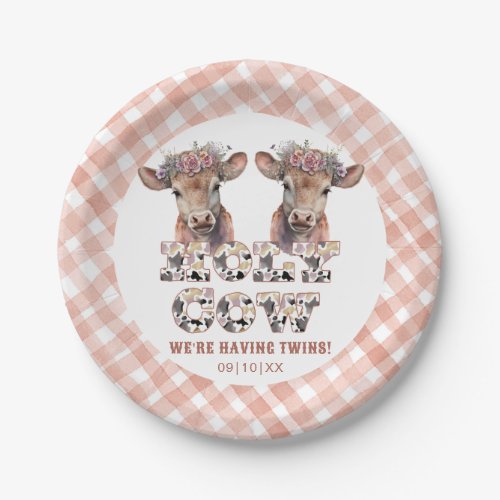 Holy Cow Twins Rustic Plaid Baby Shower Paper Plates