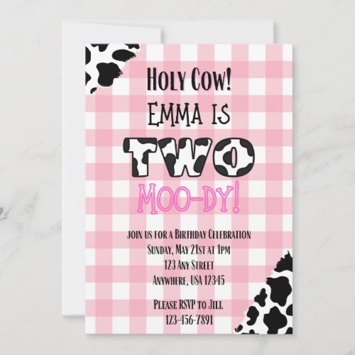 Holy Cow Two Moo_dy Birthday Invitation