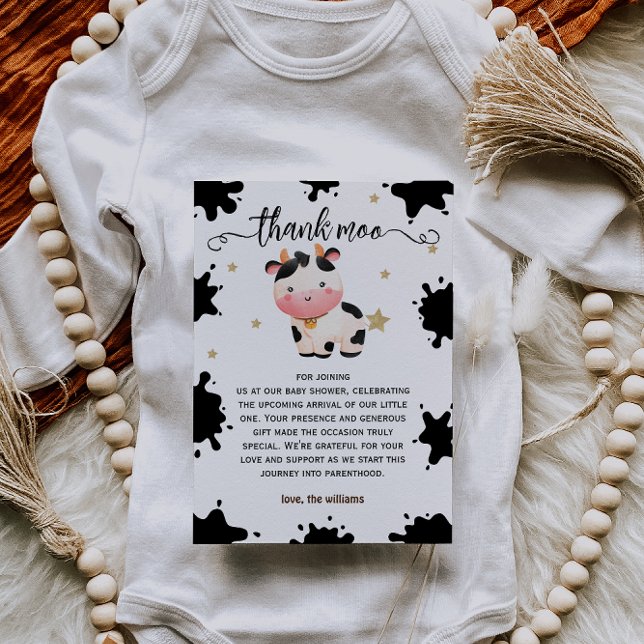 Holy Cow Watercolor Baby Shower Rustic Thank You Card (Creator Uploaded)