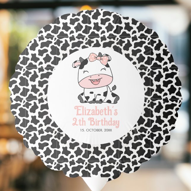 Holy Cow, Watercolor Cow birthday girl Balloon (Creator Uploaded)