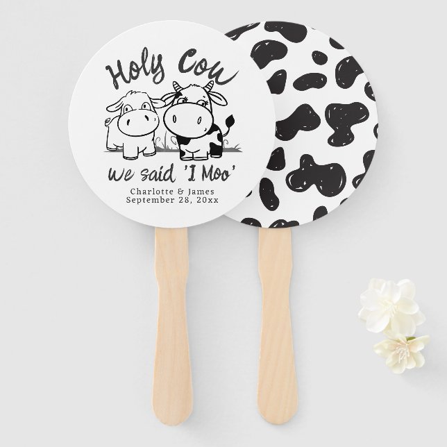 Holy Cow We Said I Moo Personalized Hand Fan (Front and Back)
