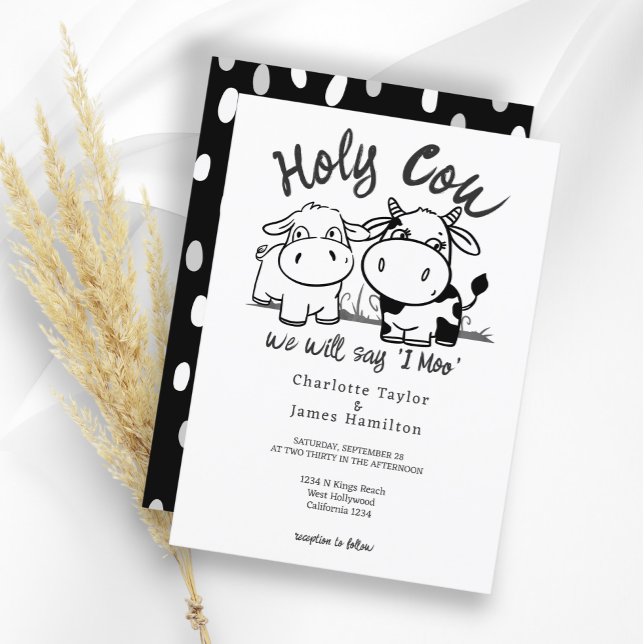 Holy Cow We Will Say I Moo Wedding  Invitation (Holy Cow We Will Say I Moo Wedding Invitations from Ricaso. Fun whimsical wedding invite, cow couple)
