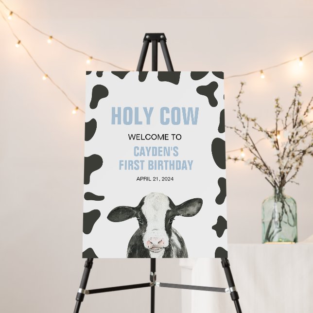 Holy Cow welcome sign blue (In Situ (Stand))