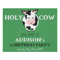 Holy Cow Welcome To Birthday Party Farm Poster