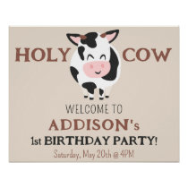 Holy Cow Welcome To Birthday Party Farm Poster