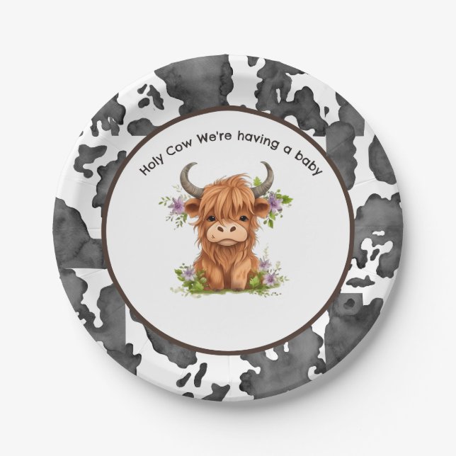 Holy Cow We're Having a Baby Paper Plates (Front)